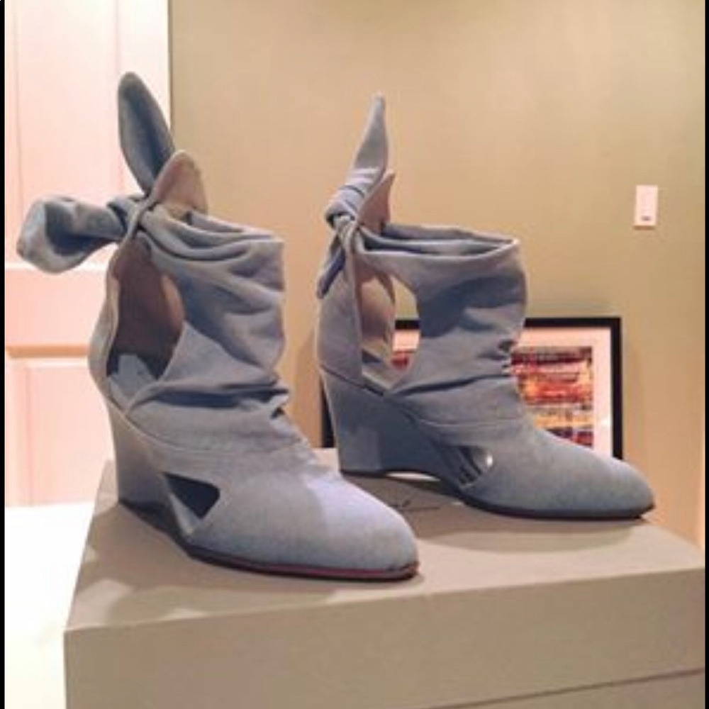 Tashkent by Cheyenne Denim Bootie Wedges